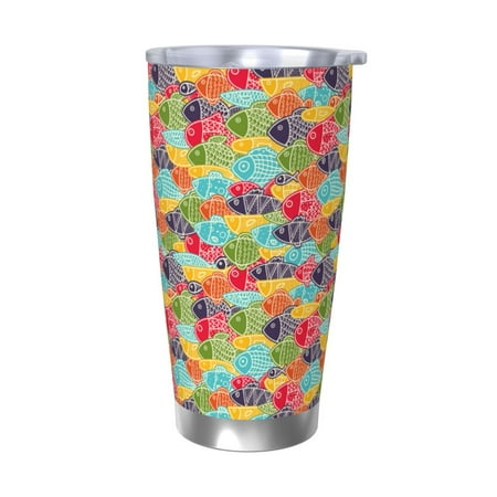 

Vsdgher Colorful Fish 2 20 Oz Stainless Steel Vacuum Insulated Travel Mug Coffee Cup for Home Office Outdoor Works Great for Ice Drinks and Hot Beverage -Without Straw