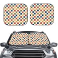 thumbnail image 2 of Balery Floral Checkerboard Parasol para parabrisas de coche de 2 piezas | Parasol plegable para parabrisas delantero de coche para la mayoría de sedanes-Large, 2 of 6