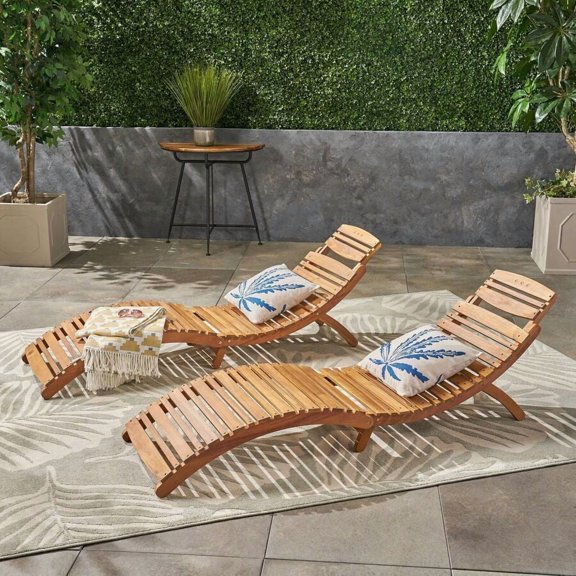 Lisbon Outdoor Folding Chaise Lounge Chair (Set of 2)