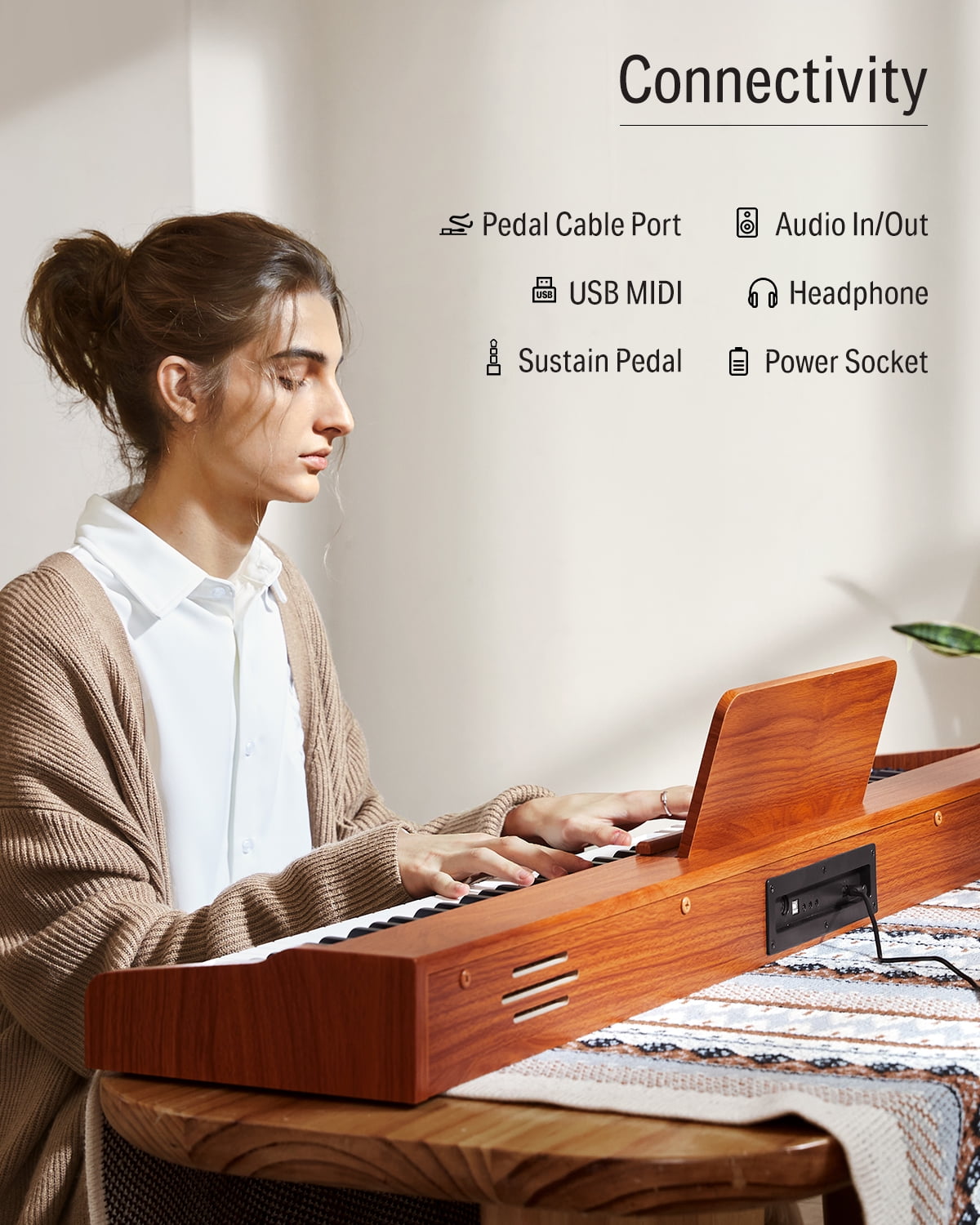 Donner DEP-1S Velocity-sensitive 88 Keyboard Digital Piano with stand, 128 tones, 100 Rhythms, 88 Demo, with Headphone, USB-MIDI, Sustain Pedal, Connect to Apps