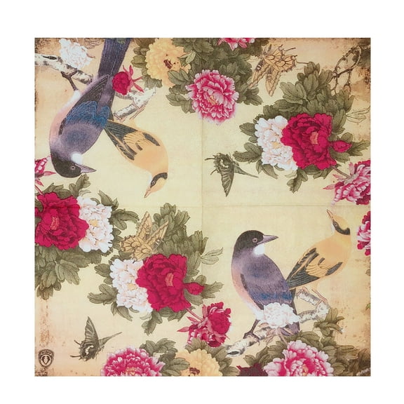 Wrapables® Floral 2 Ply Paper Napkins (40 Count) for Wedding, Dinner Party, Tea Party, Decorative Decoupage, Birds Red