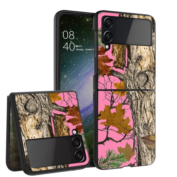 ANJ  Hard Protective Printed Case Cover Compatible with Samsung Galaxy Z Flip 4 - Pink Tree Camo 3