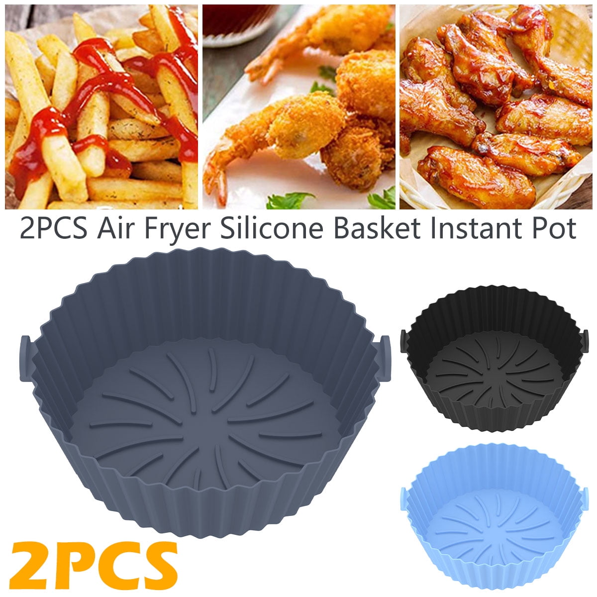 ODOMY 2-Pack Air Fryer Silicone Pots,6.69inch Reusable Air Fryer Silicone  Basket Heat Resistant Easy Cleaning,Air Fryer Silicone Liners,Food Grade