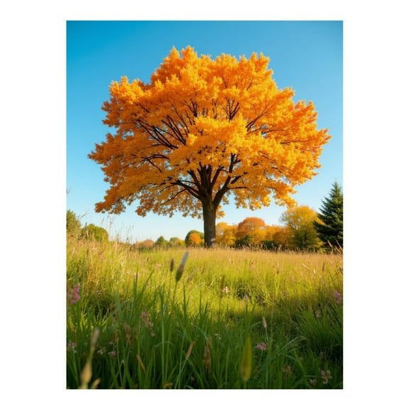 Diamond Art Kit for Adults, Autumn Tree In Sunny Meadow Diamond Painting for Adults Beginners, DIY Diamond Art Painting Kits, 5D Diamond Painting Crafts for Home Decor 12x16 Frameless