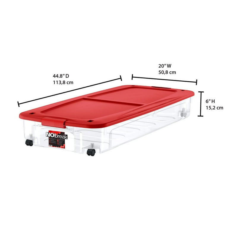 70-Gal Clear Tough Tote w/Wheels in Red Lid