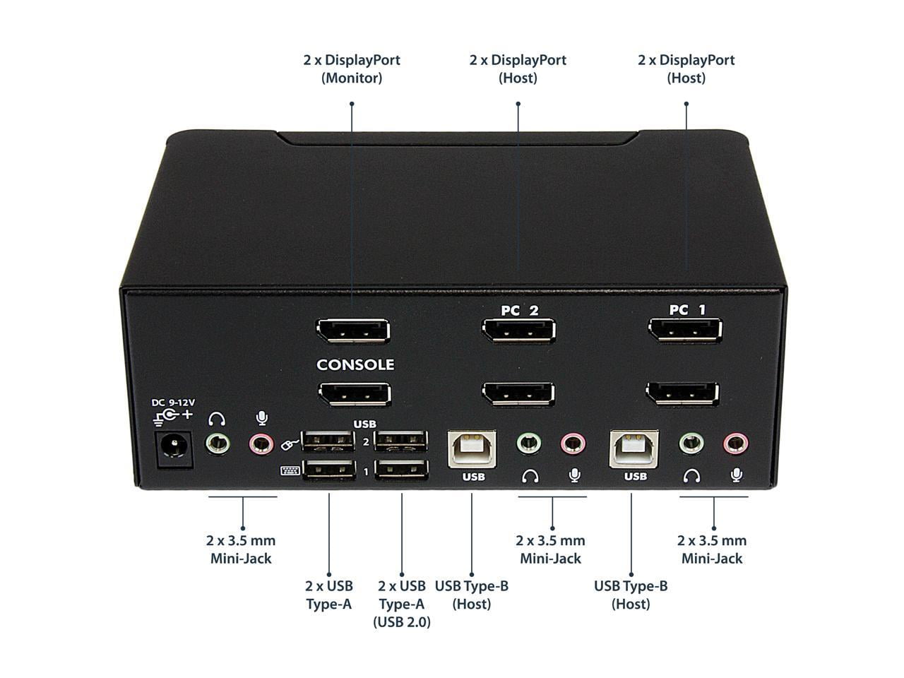 StarTech 2-Port DisplayPort Dual-Monitor KVM Switch - 4K 60Hz