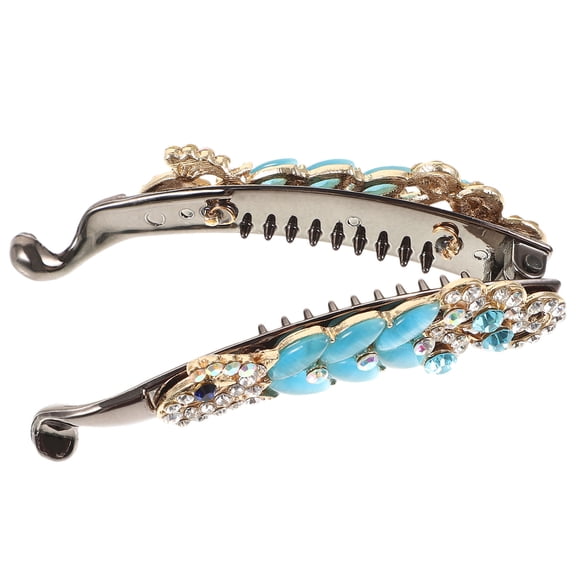 LOLIPPYY Zinc Alloy Rhinestone Banana Hair Clip Multi Color Sparkly Hair Clamp for Styling