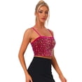 thumbnail image 1 of Disfraz de navidad Allegra K camisola terciopelo tirantes finos lentejuelas brillantes mujer Rosa Caliente XL, 1 of 6