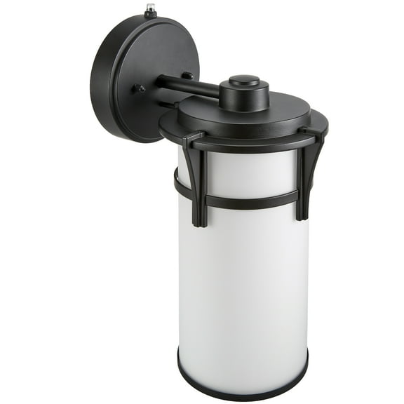 Maxxima LED Outdoor Wall Light, Black w/ Frosted Glass, Dusk to Dawn Sensor, 730 Lumens, 3 CCT 3000K - 5000K