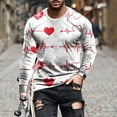 thumbnail image 2 of fartey 2024 Valentine's Day Tops for Men Plus Size Love Heart Print Funny Big and Tall T-shirts Tunic Comfort Long Sleeved Fashion Top Lightweight Round Neck Workout Hipster Shirts, S-5XL, 2 of 5
