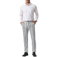 thumbnail image 2 of INSPIRE CHIC Irregular Pattern Pants for Men's Flat Front Prom Color Block Stripe Pants 28 White, 2 of 6