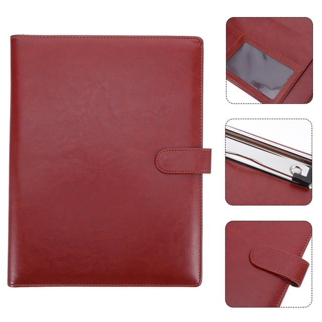 WHAMVOX Portfolio PU Marrón Para Documentos A4 Con Bolsillos Y Portapapeles Para Oficina