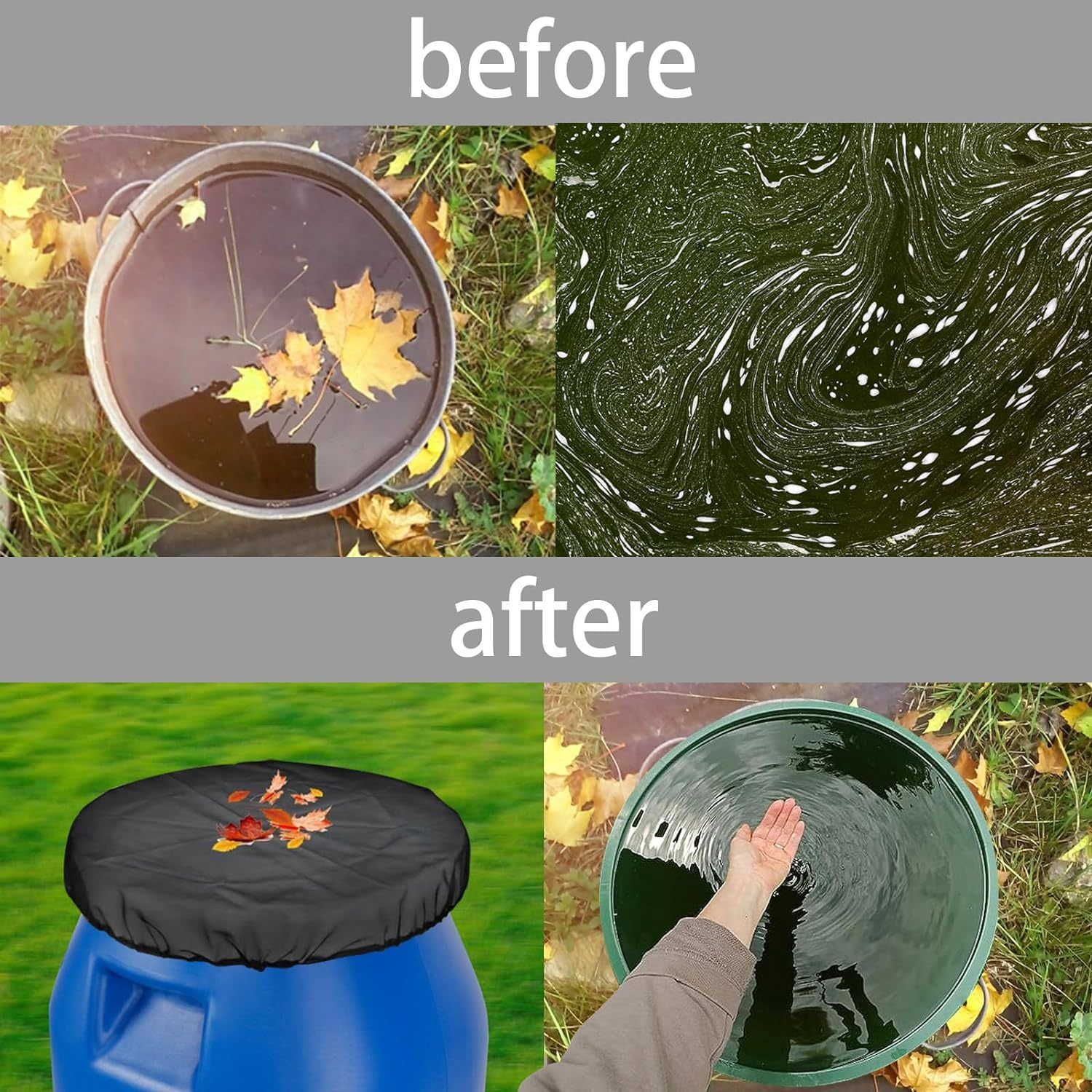 Mesh Cover for Rain Barrel, 4Pcs Water Collection Buckets Cover Rain Collection Barrels Netting Screen to Keep Mosquitoes, Leaves and Debris