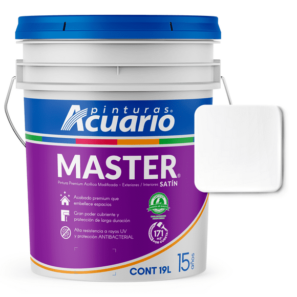 Pintura Premium Acrílica Modificada Pinturas Acuario 15 Años 19 Litros Blanco Mate