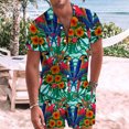 thumbnail image 2 of Conjunto de ropa de playa hawaiana para hombre Conjunto de 2 piezas de camisa bohemia de verano y pantalones cortos Pompotops  oipoqjl51236, 2 of 9