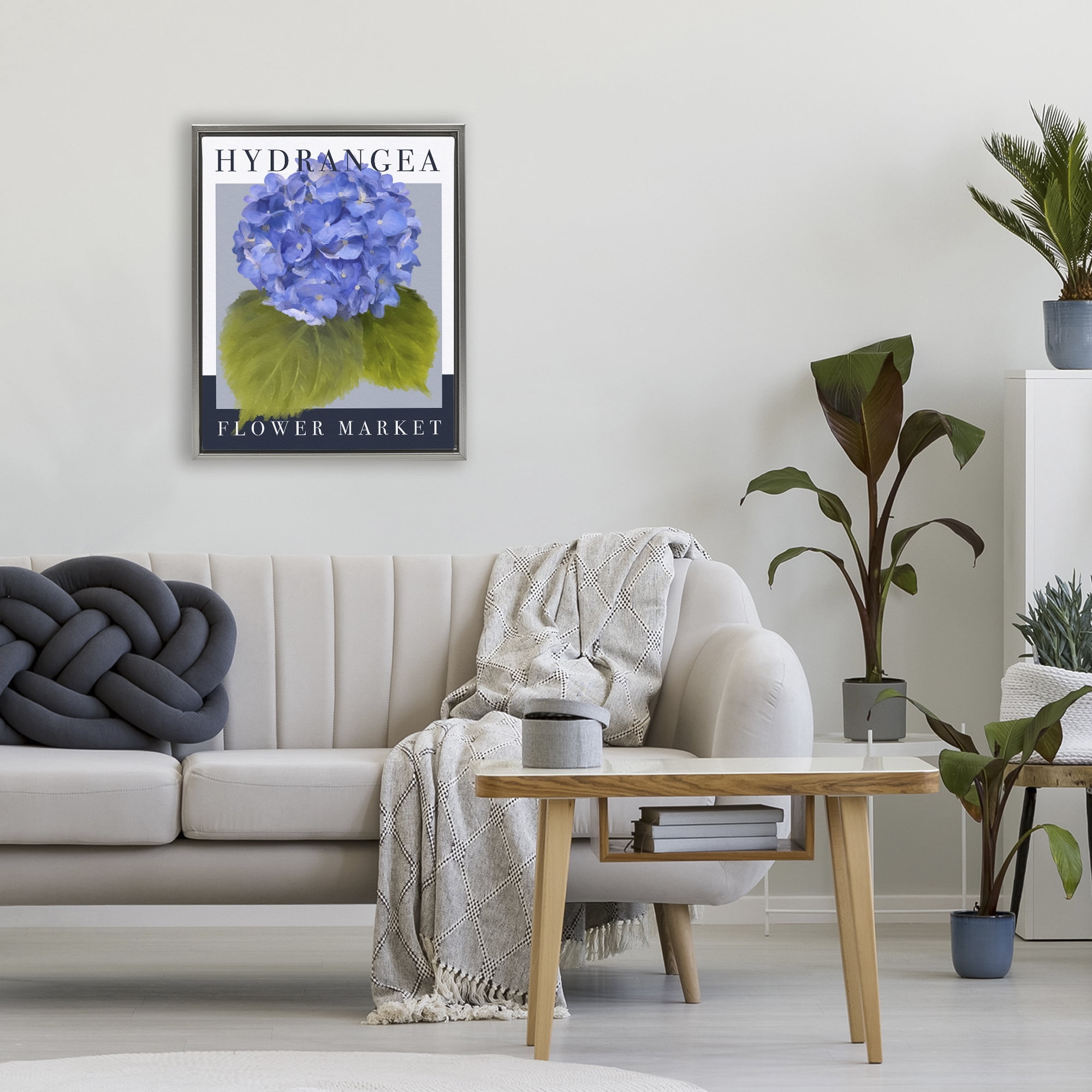 Stupell Industries Hydrangea Flower Market Gray Framed Floater Canvas Wall Art, design by Jennifer Stith
