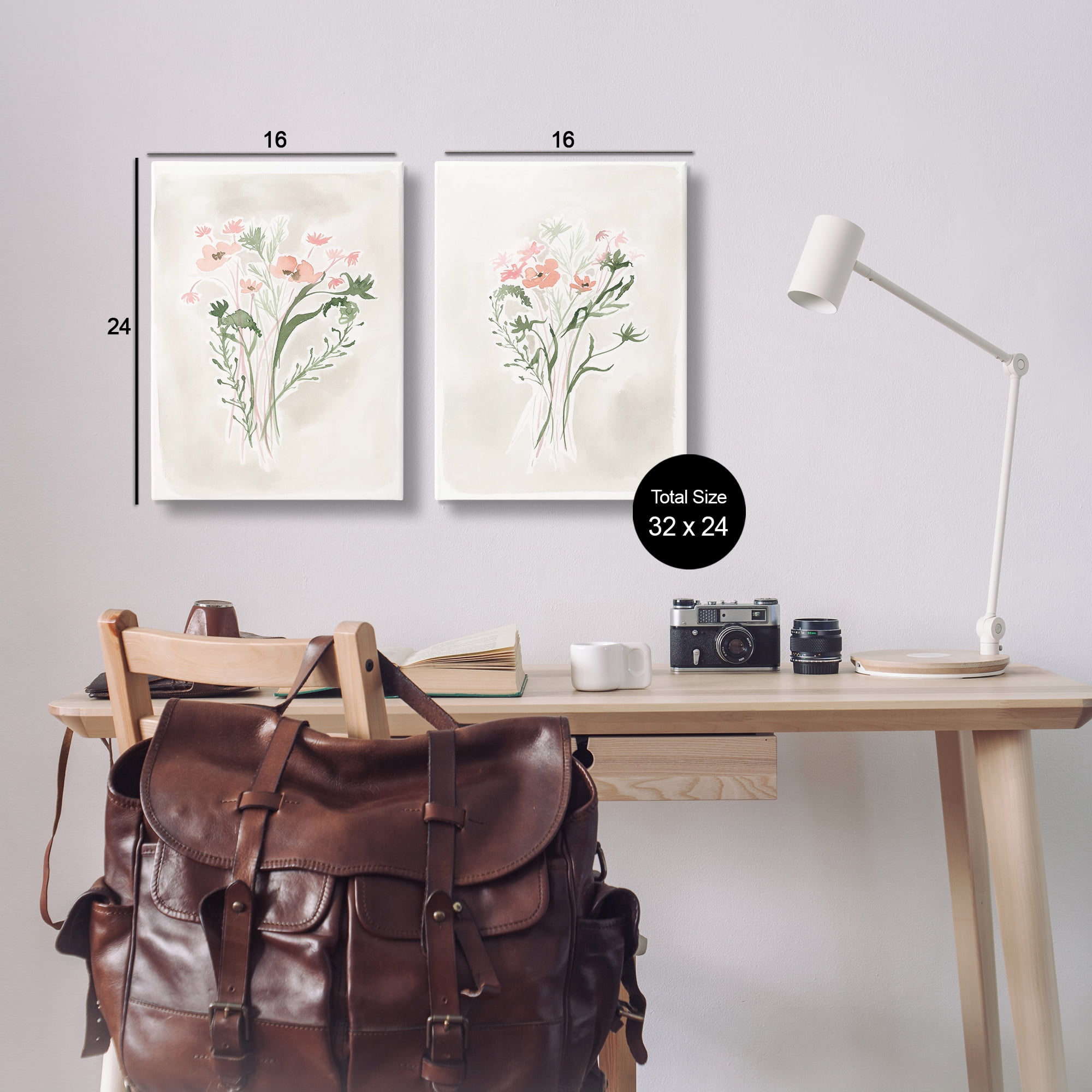 Stupell Industries Simple Watercolor Flowers Plants & Flowers Painting Wrapped Canvas Art Print Wall Art, 16 x 24, Set of 2