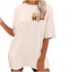 thumbnail image 2 of Fiudx Ofertas Relámpago Moda Mujer Casual Cuello Redondo Impresión Blusa Manga Corta Camiseta Verano Tops, 2 of 5