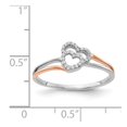 thumbnail image 4 of 14k White and Rose Gold Diamond Polished Double Heart Ring RM5724, 4 of 5
