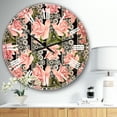 thumbnail image 2 of Designart 'Black Lacy Roses Pattern' Traditional wall clock, 2 of 3