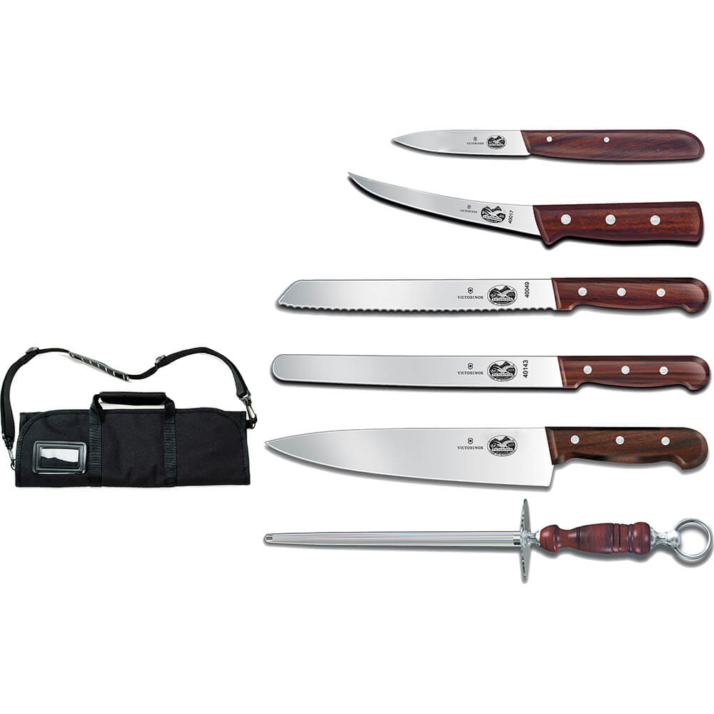 Victorinox 7piece Culinary Knife Set, Maple Wood Handles, With Canvas Case, 7.4012X7 Walmart