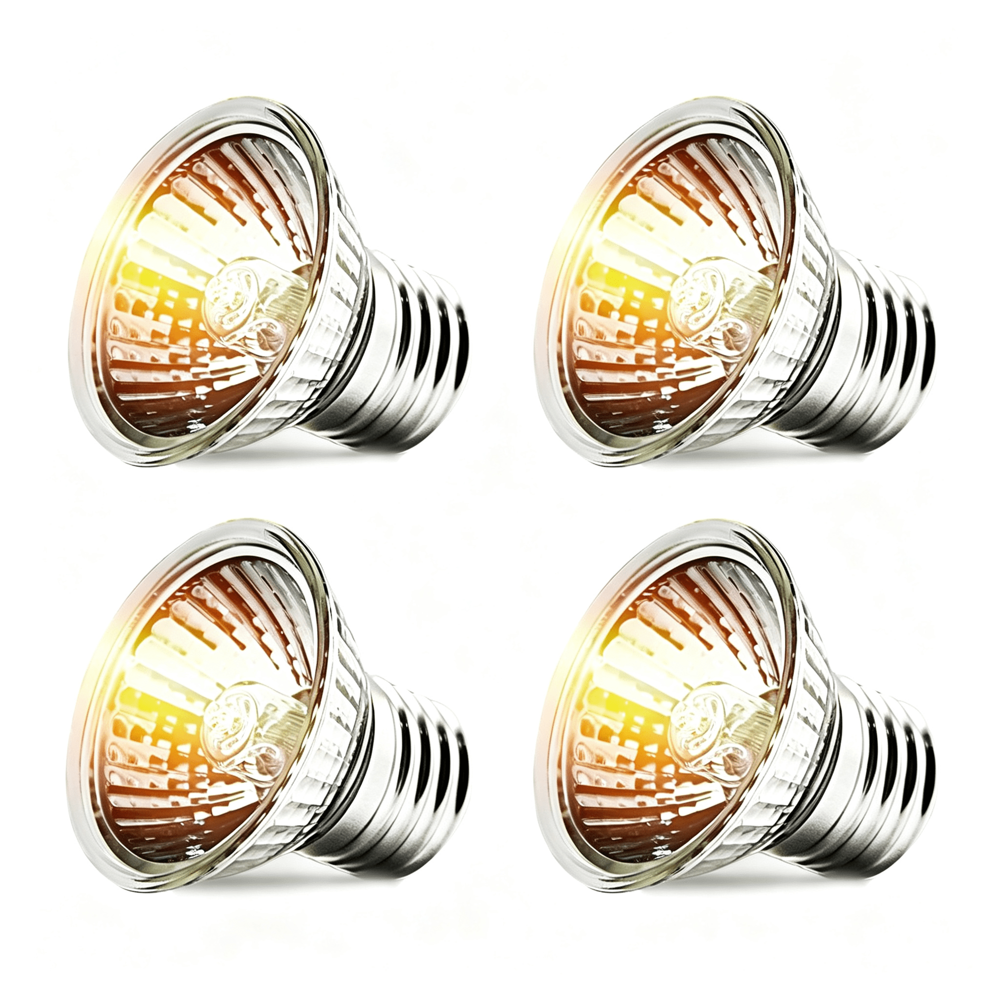 HIBIBUD 4-Pack 50W Uva+Uvb Bulbs|Heat and Light for Reptiles and Amphibian Tanks,Terrariums and Cages|Works with Various Lamp Fixtures Reptile Heat Lamp