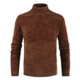 thumbnail image 1 of EGNMCR Chandail Homme Décontracté Uni Col Rond Chandail à Manches Longues Chandail Ajusté Tricoté Col Roulé, 1 of 6