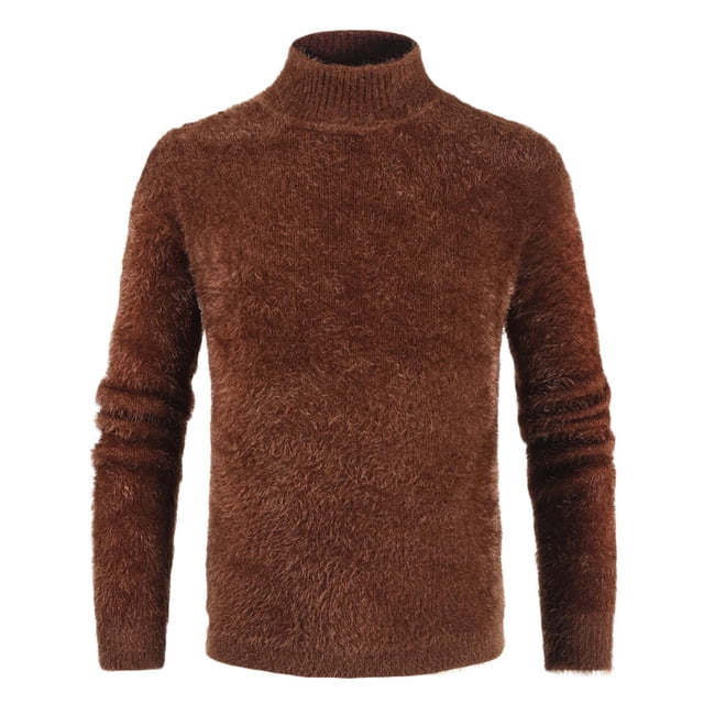 EGNMCR Chandail Homme Décontracté Uni Col Rond Chandail à Manches Longues Chandail Ajusté Tricoté Col Roulé