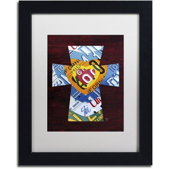 Trademark Fine Art 'Heart Cross' Canvas Art by Design Turnpike, White Matte, Black Frame