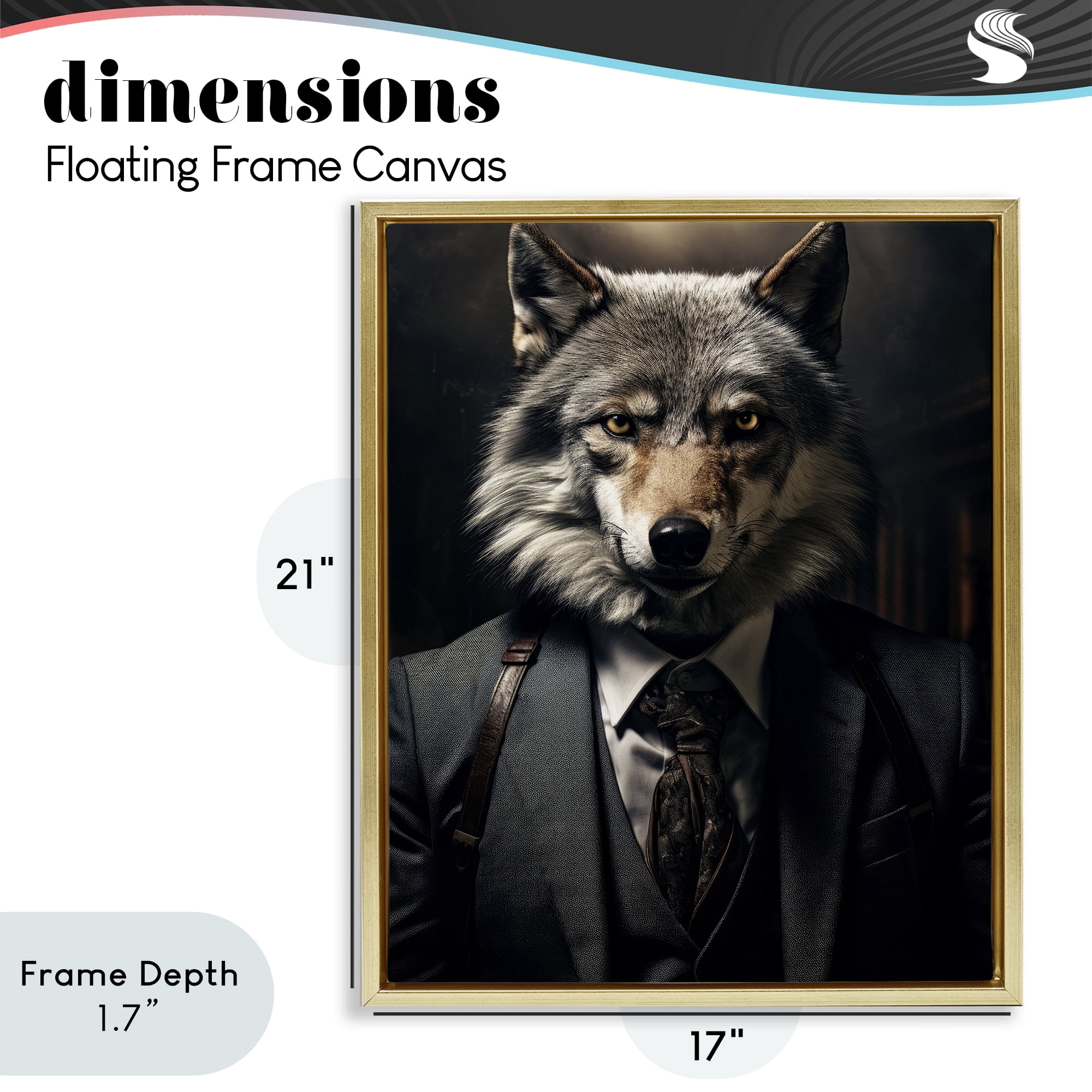 Stupell Industries Trendy Wall Street Wolf Gold Framed Floater Canvas Wall Art, design by Ray Powers