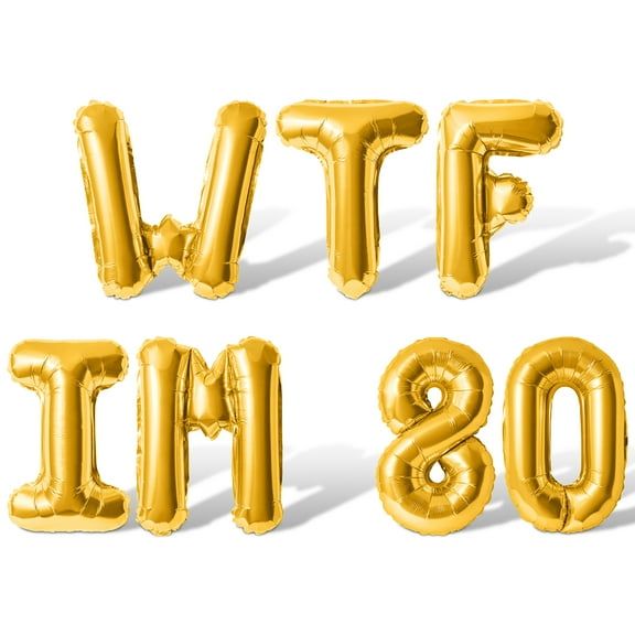 Letter Balloons - WTF IM 80 16" Inch Alphabet Letters Foil Mylar Balloon 80th Birthday Party Banner (Gold)