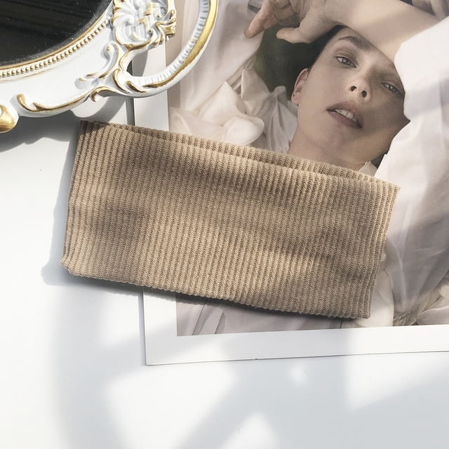Banda para el cabello de ala ancha de punto europeo y americano, diadema elástica para deportes de yoga, diadema simple de color sólido para mujeres
