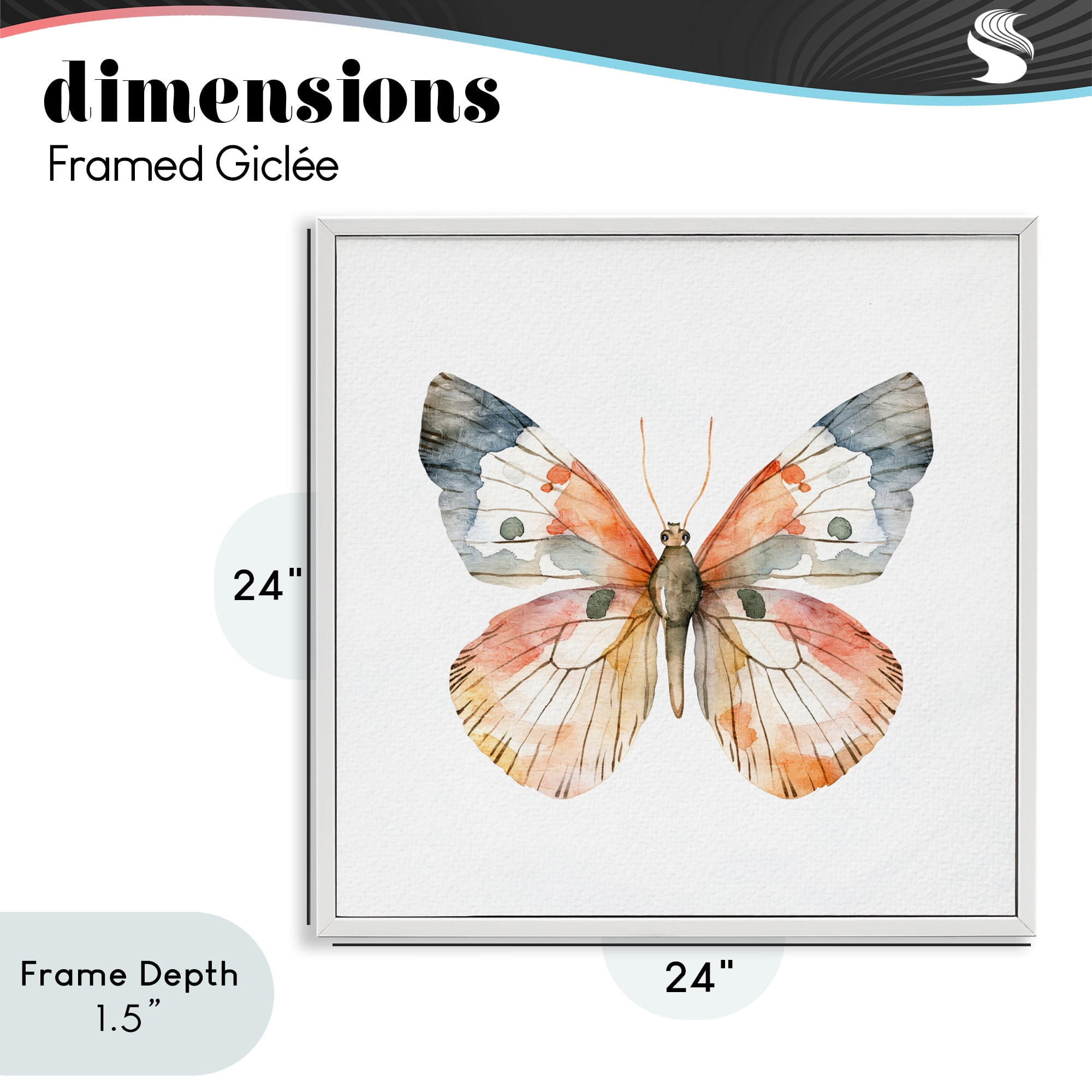 Stupell Industries Warm Watercolor Butterfly White Framed Giclee Art, design by Kim Allen