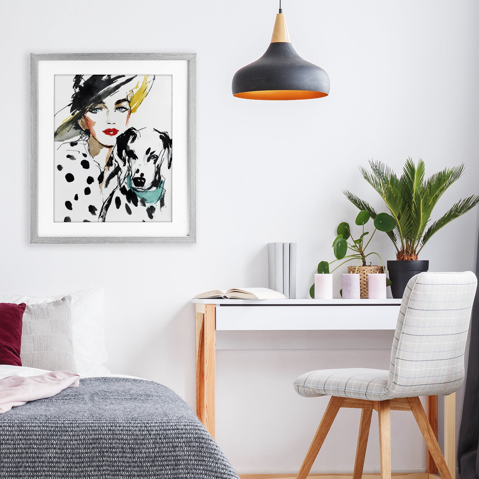 Stupell Industries Trendy Dalmatian Muse Gray Framed Print Under Glass, design by Svetlana Aleynikova