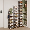 thumbnail image 4 of Hzuaneri 10-Tier Vertical Shoe Rack, Tall Shoe Organizer with 2 Hooks, Wooden Shoe Tower for Entryway, Hallway, Closet Space Saving, Free Standing, Rustic Brown, 4 of 7