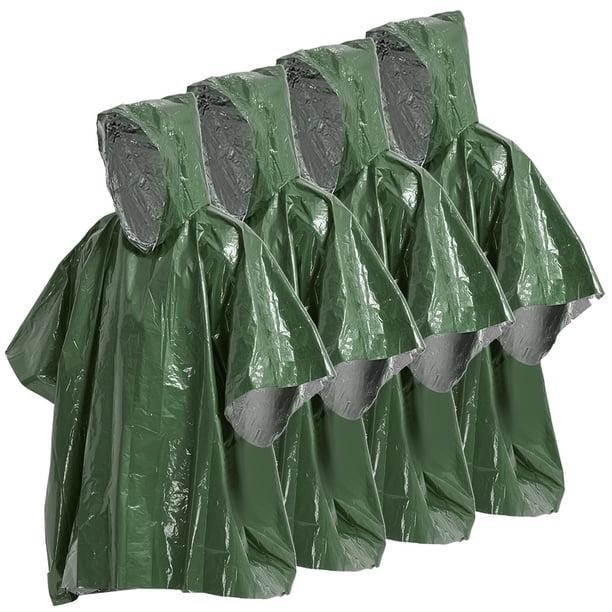 Poncho Paquete de 4 Poncho de lluvia de emergencia Manta térmica Poncho a prueba de clima Supervivencia al aire libre Equipo de campamento Abanopi Poncho