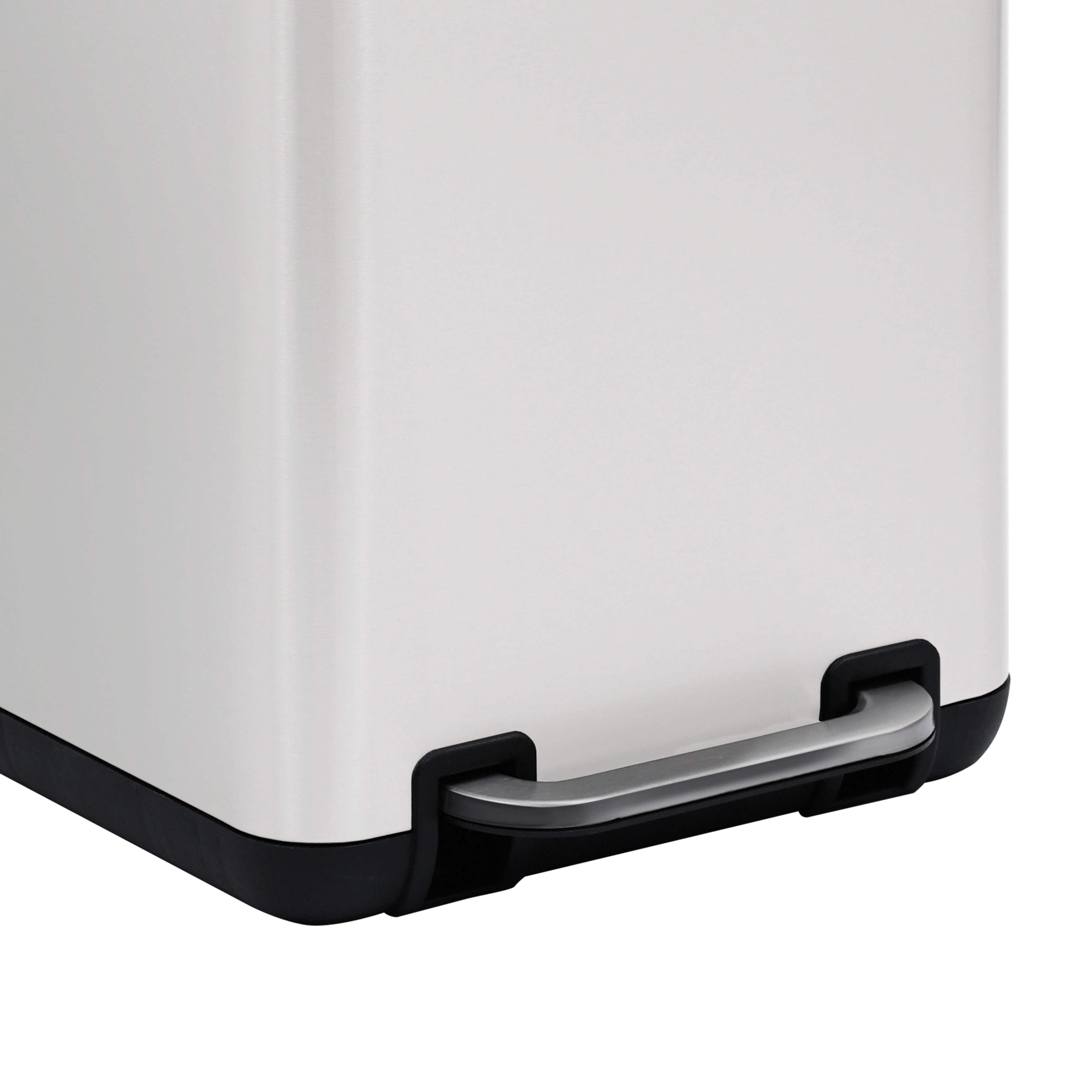SunnyPoint 6 Liter / 1.58 Gallon Trash Can with Plastic Inner Buckets; Rectangle Bathroom, Office, Kitchen, and Bedroom Step On and Slow Close (WHT)