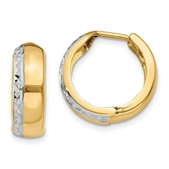 Primal Gold 14 Karat Two-tone Textured Hinged Hoop Earrings