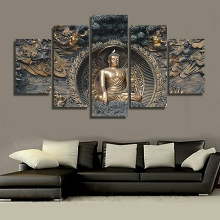 5pcs Buddha Modern Canvas Pictures Wall Art Decor Painting Posters Statue Walmart Canada
