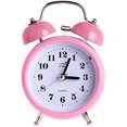 thumbnail image 1 of wonima02 3 Inches Cute Twin Bell Loud Alarm Clock Silent Analog Quartz Nightlight Tableclock Battery Operated for Kids, Seniors, Heavy Sleepers, Decorations for Bedroom, Living Room (Round-Pink), 1 of 1