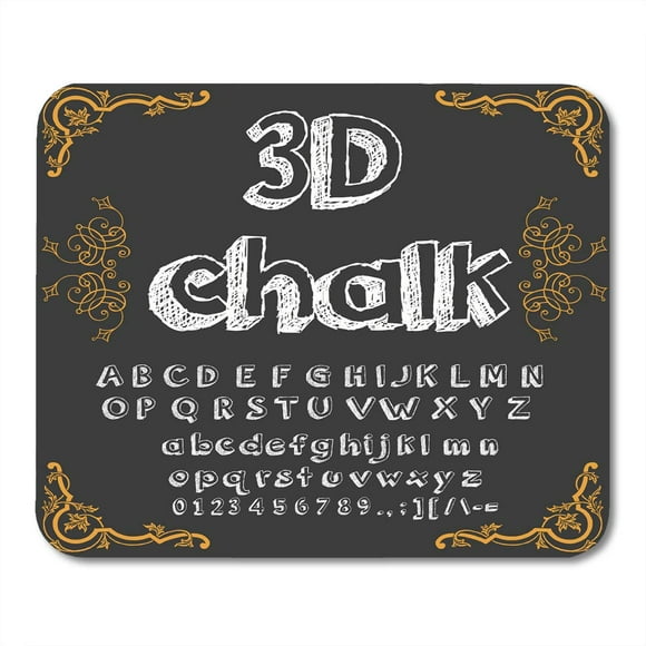 POGLIP Black of Handwritten 3D ABC Letters Numbers and Symbols Handcrafted Script Alphabet Calligraphy Named Big Mousepad Mouse Pad Mouse Mat 9x10 inch