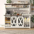 thumbnail image 6 of ANPOO 63"W Farmhouse Coffee Bar Cabinet with Power Outlet and LED Light, 58"H Wine Bar Cabinet with 4 Tier Storage Hutch, Kitchen Buffet Cabinet with 15 Wine and Glass Racks for Kitchen Dining Room, 6 of 8