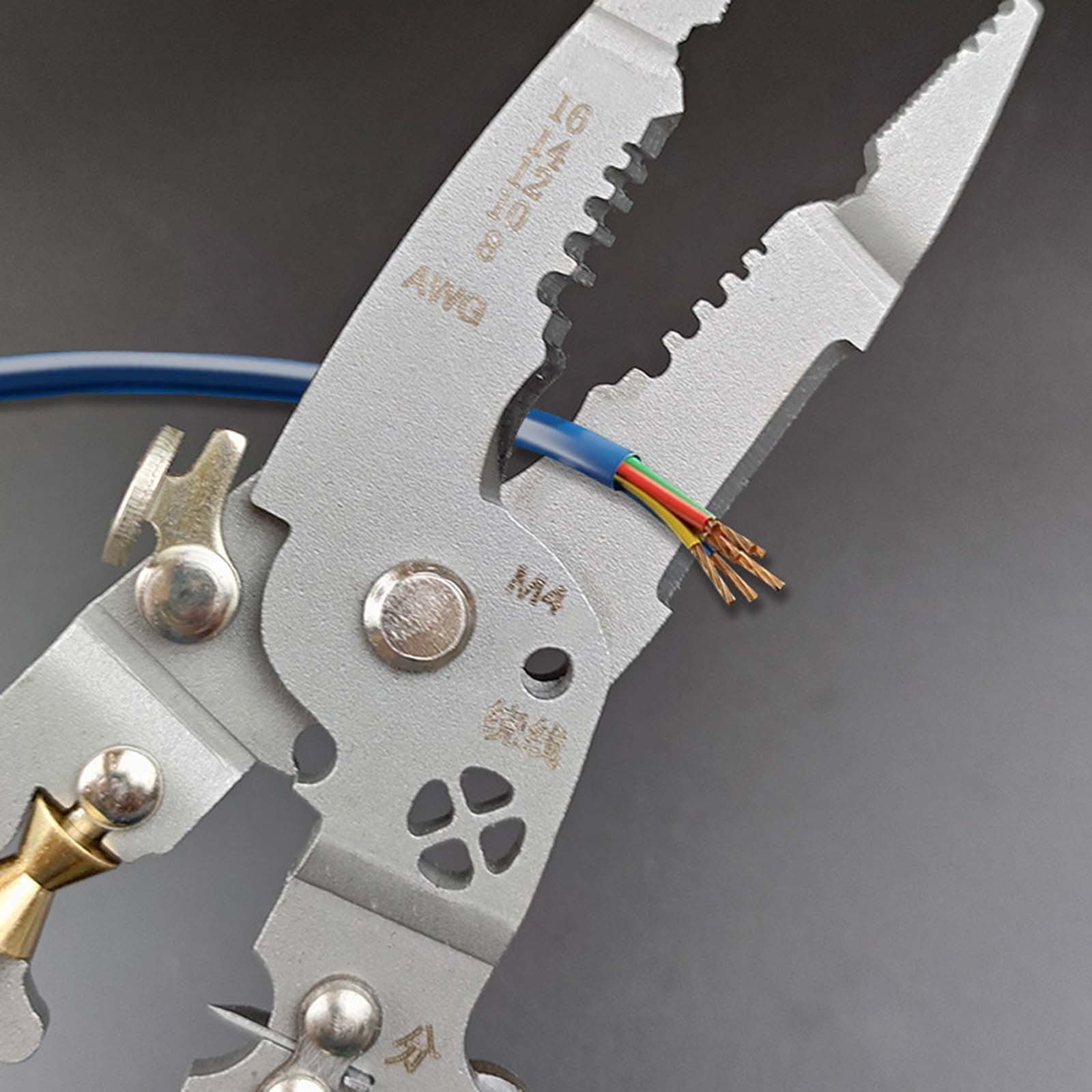 Professional 8-in-1 Wire Stripper & Crimper - 2025 New Foldable Electrical Tool for Cutting, Stripping, Twisting Wires - Compact Electrician Pliers with Cable Cutter
