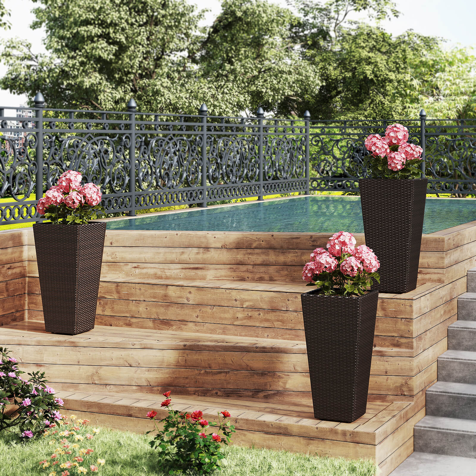 Costway 30” Tall Flower Pot Set of 2 Planter Pots with Open-ended Base & Non-woven Soil Bag