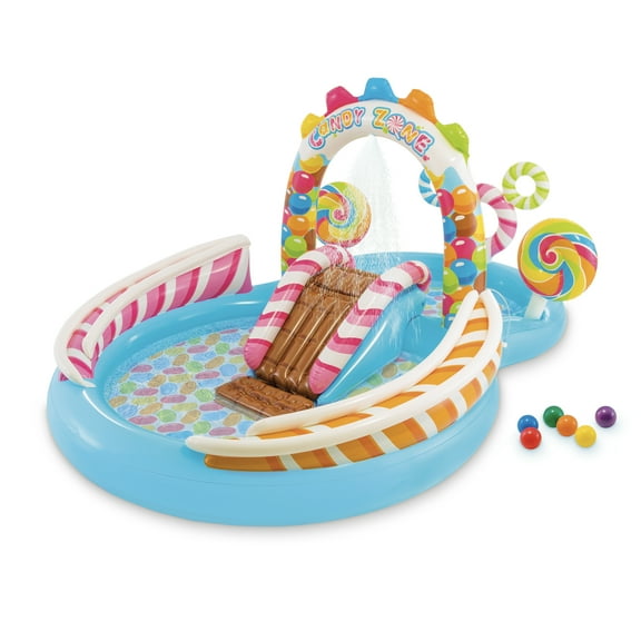 Open Box Intex 9'x6'x51" Inflatable Candy Zone Play Center Pool w/ Waterslide