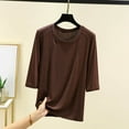 thumbnail image 2 of fatyb 3/4 Sleeve Lounge Shirts for Women Crewneck Loose Comfy Blouses Everyday Casual Pullover Pajama Tee, 2 of 3