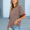 thumbnail image 2 of Ltctricy Women's Oversized T Shirts Casual Loose Half Sleeve Crew Neck Striped Tunic Tops Trendy Summer Tee Blouses with Pocket, 2 of 7