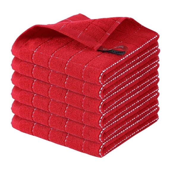 1Pc 100% Microfiber Towels Cleaning Cloths Multicolor Cotton Terry Cloth Bar Rags Bar Towels, Multipurpose High Absorbent Terry Towels for Cleaning Auto Detailing or Painters(Red,12x12")