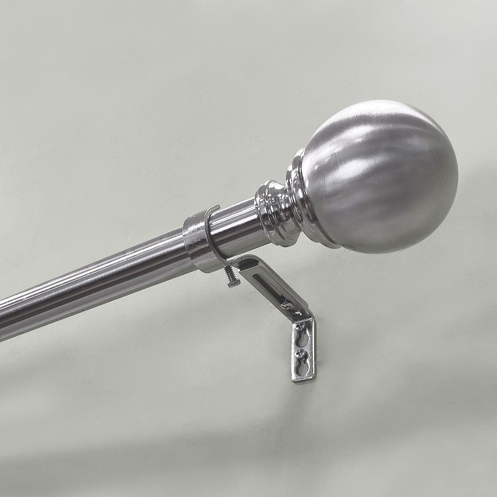 Lumi 1" Single Curtain Rod Brushed Nickel/Black/Oil Bronze-Ball finial 72"-144" - Brushed Nickel