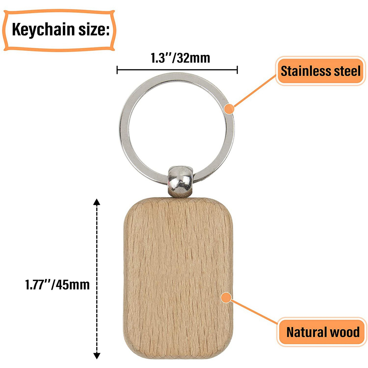 360Pcs Blank Rounded Rectangle Wooden Keychain Diy Wooden Keychain Key Tag Can Be Engraved Diy Gift